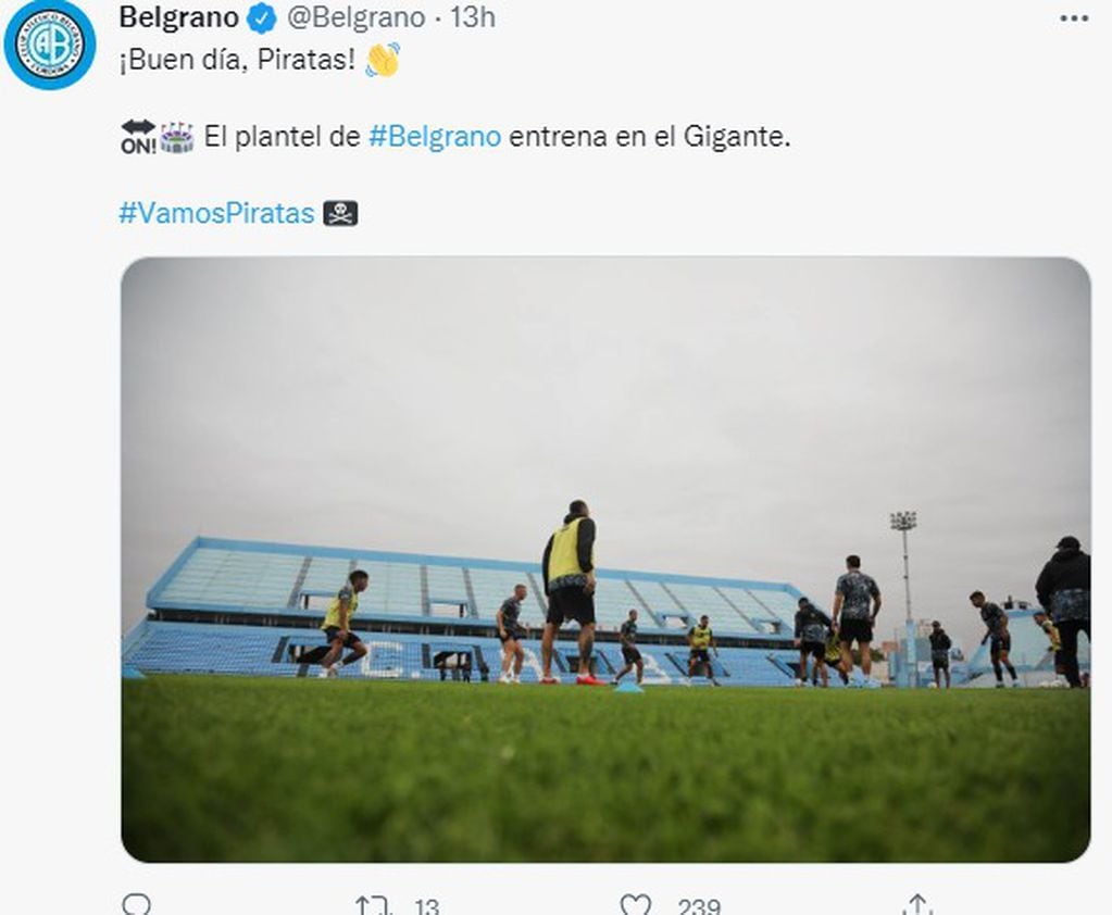 La práctica de fútbol de Belgrano en el Gigante fue abierta al público.