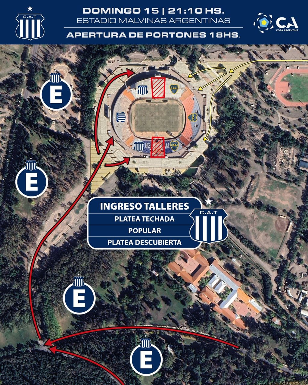 La información necesaria para los hinchas de Talleres que estarán presentes en el encuentro de cuartos de final ante Boca por la Copa Argentina. (Prensa Talleres)