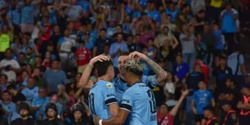 Festejos segundo gol de Belgrano