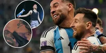 Frase de Wos, cara de Messi y Copa del Mundo: así es el tatuaje de Nicolás Otamendi tras salir campeón mundial