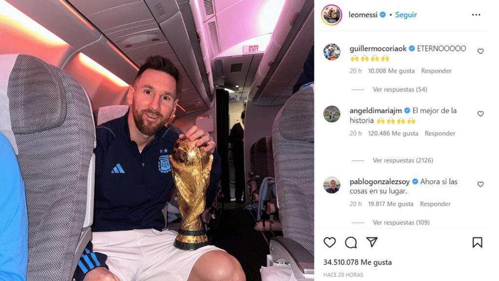 Leo Messi con la copa del mundo