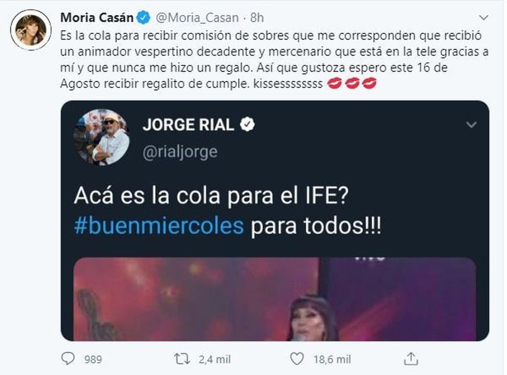 Moria Casán (Captura Twitter)