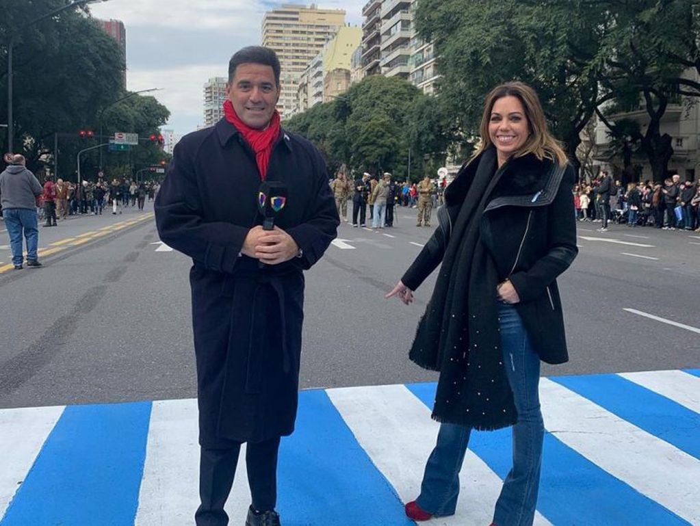 Mariano Iúdica y Pía Shaw en el desfile militar de Av. del Libertador por el Día de la Independencia Argentina (Instagram)
