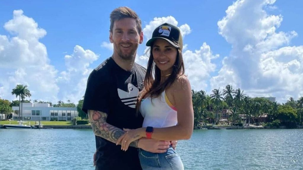 Messi junto a su mujer Antonella y la música de Los Cafres de fondo en Miami. / Gentileza.