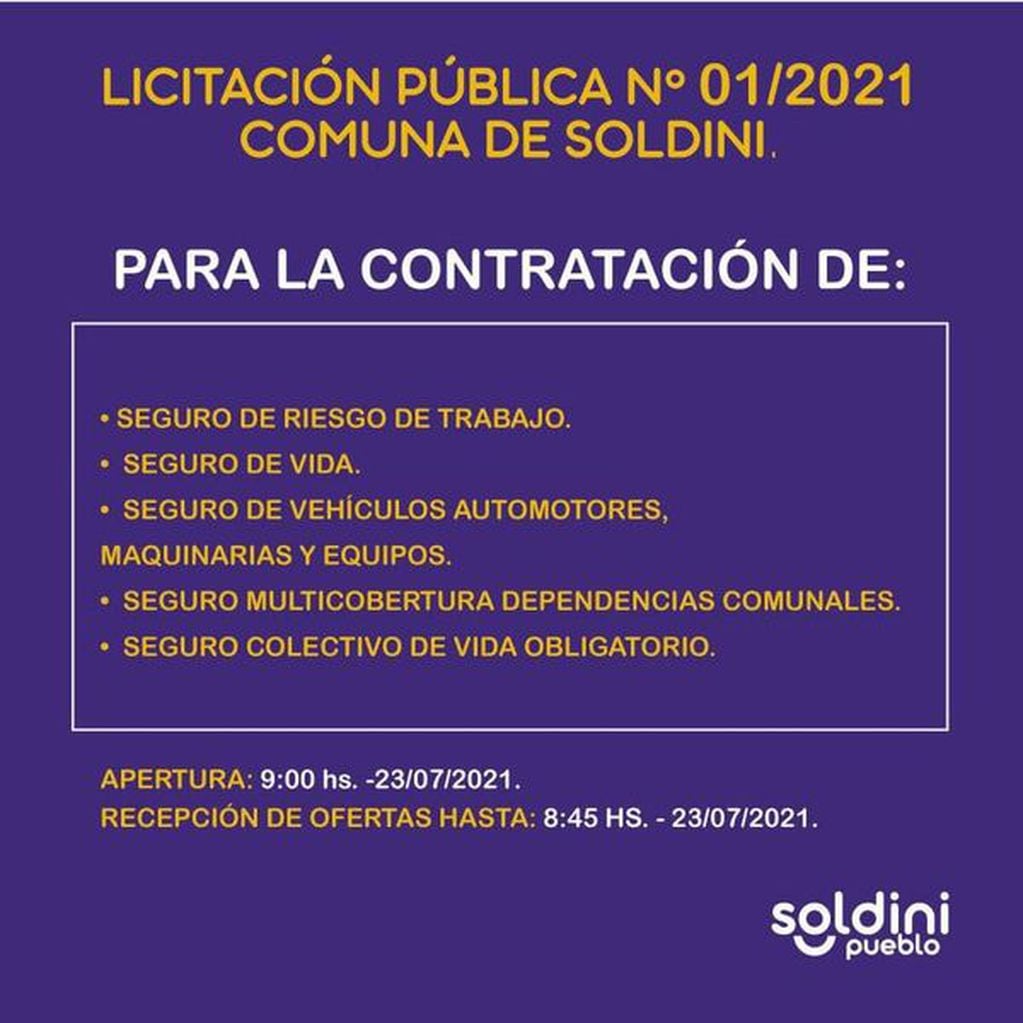 Comuna de Soldini realiza las primeras licitaciones públicas del año (Facebook Comuna de Soldini)