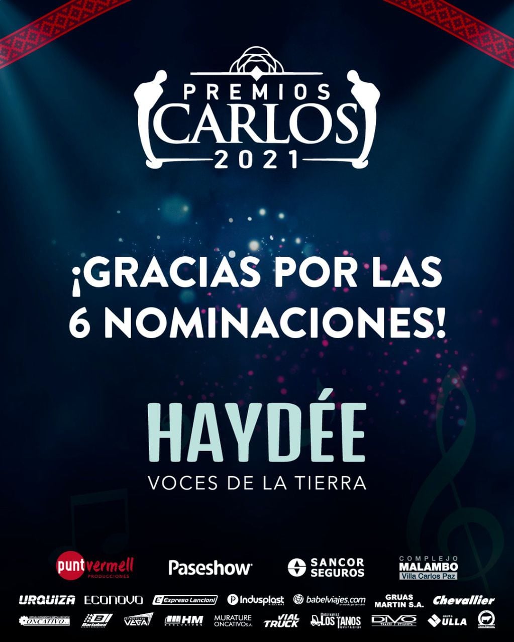 "Haydée. Voces de la Tierra" con seis nominaciones a los Premios Carlos.