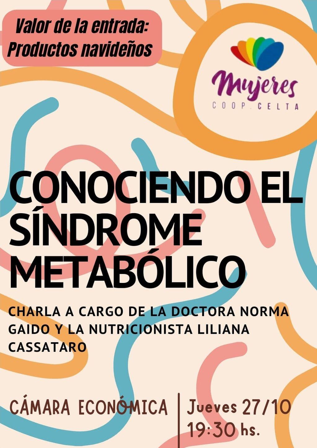 Charla sobre Síndrome Metabólico organizado por las Mujeres Coop en la Cámara Económica de Tres Arroyos