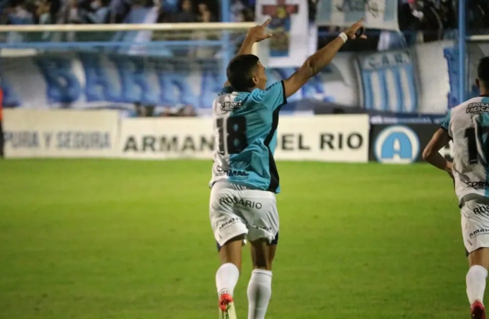 Mateo Suárez anotó el gol del empate de Racing ante Sarmiento, y estará en el banco en Pergamino (Prensa Racing).