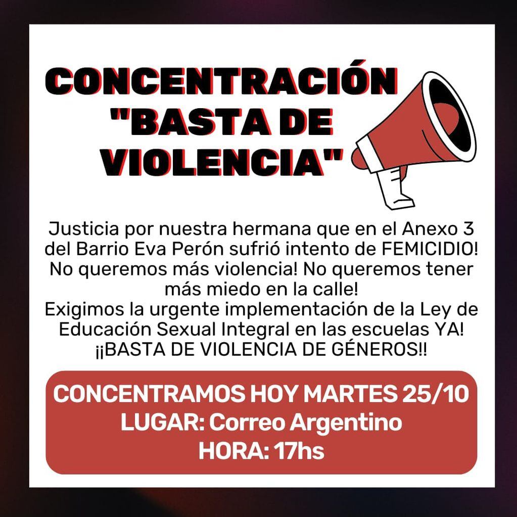 Movilización "Basta de Violencia" en San Luis, tras el intento de femicidio a una joven de 17 años por parte de Facundo Brítez.