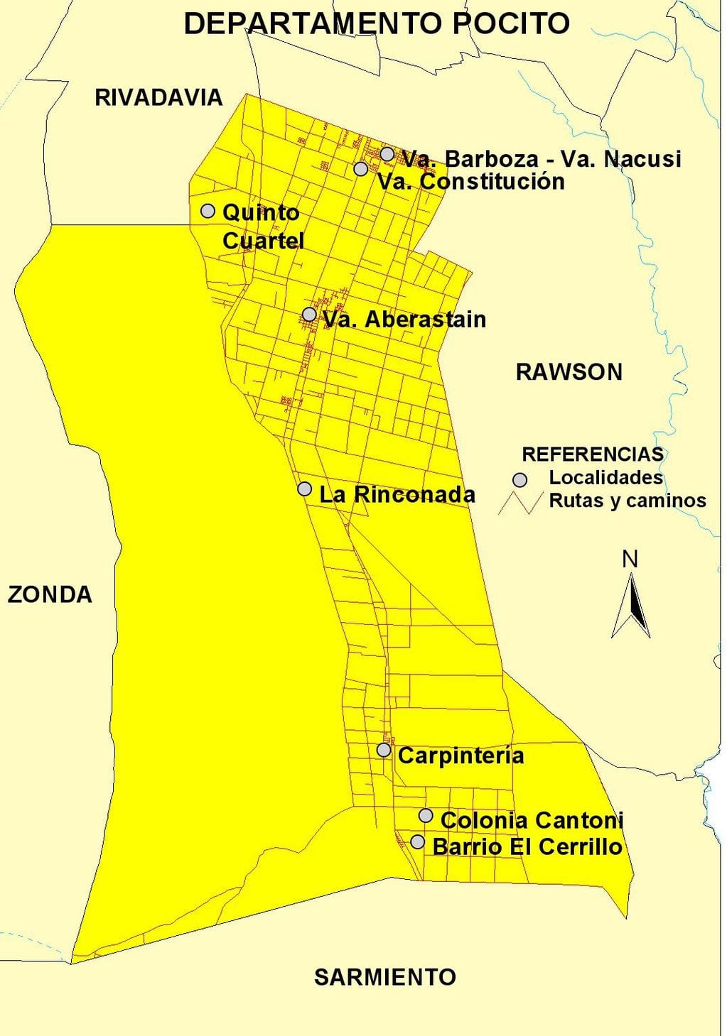 Mapa urbano de Pocito, San Juan