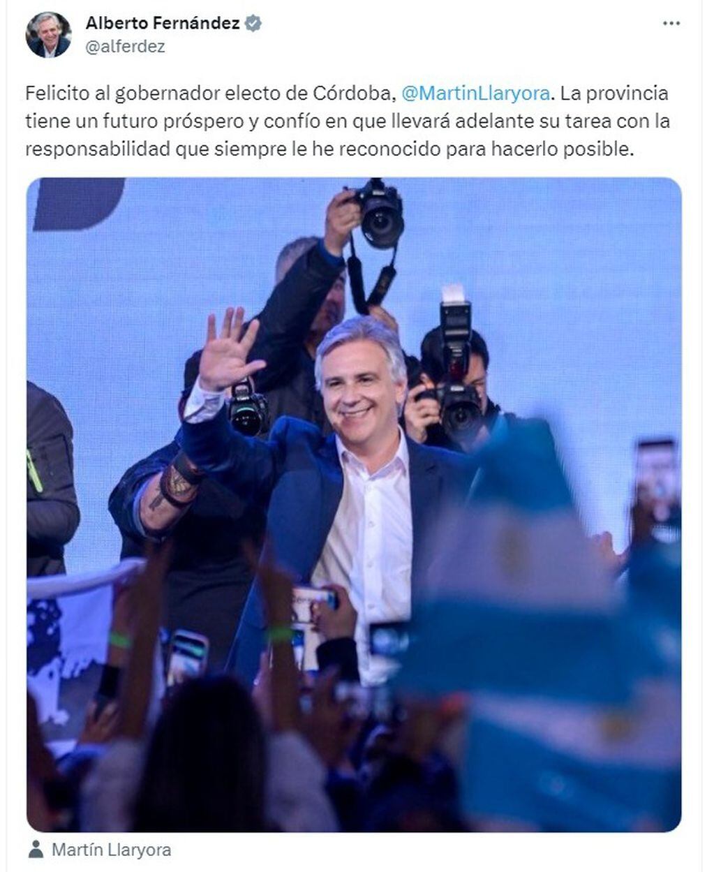 El presidente le dejó un mensaje al actual intendente de Córdoba.