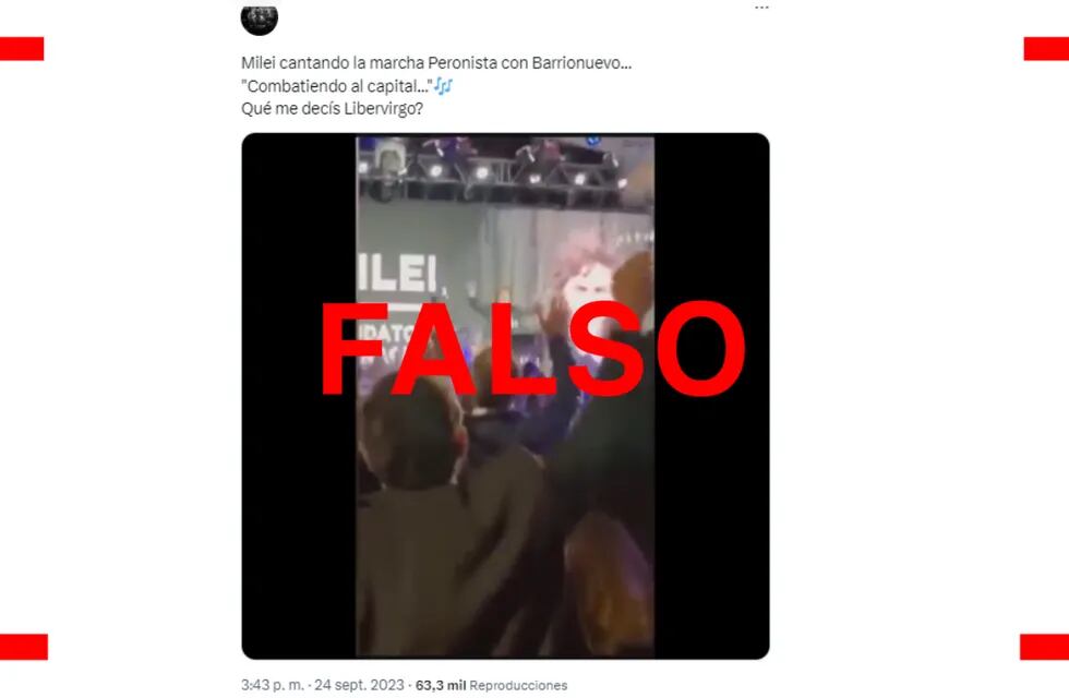 Video en el que Javier Milei canta la marcha peronista está manipulado; lo que cantó fue “la casta tiene miedo”.