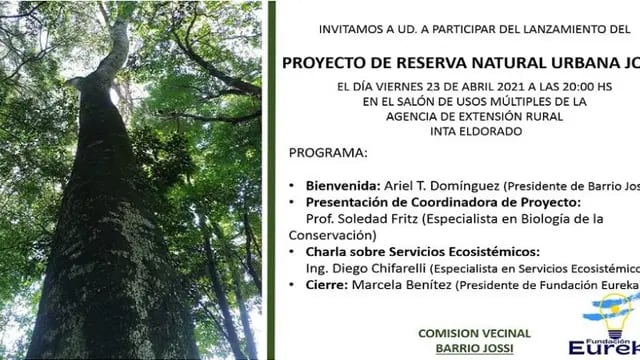 Lanzan el “Proyecto de la Reserva Natural Urbana Jossi” en Eldorado