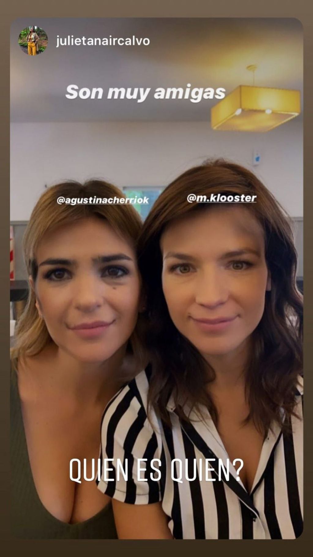 Marcela Kloosterboer y Agustina Cherri intercambiaron los ojos y este fue el resultado (Foto: Instagram/ @julietanaircalvo)