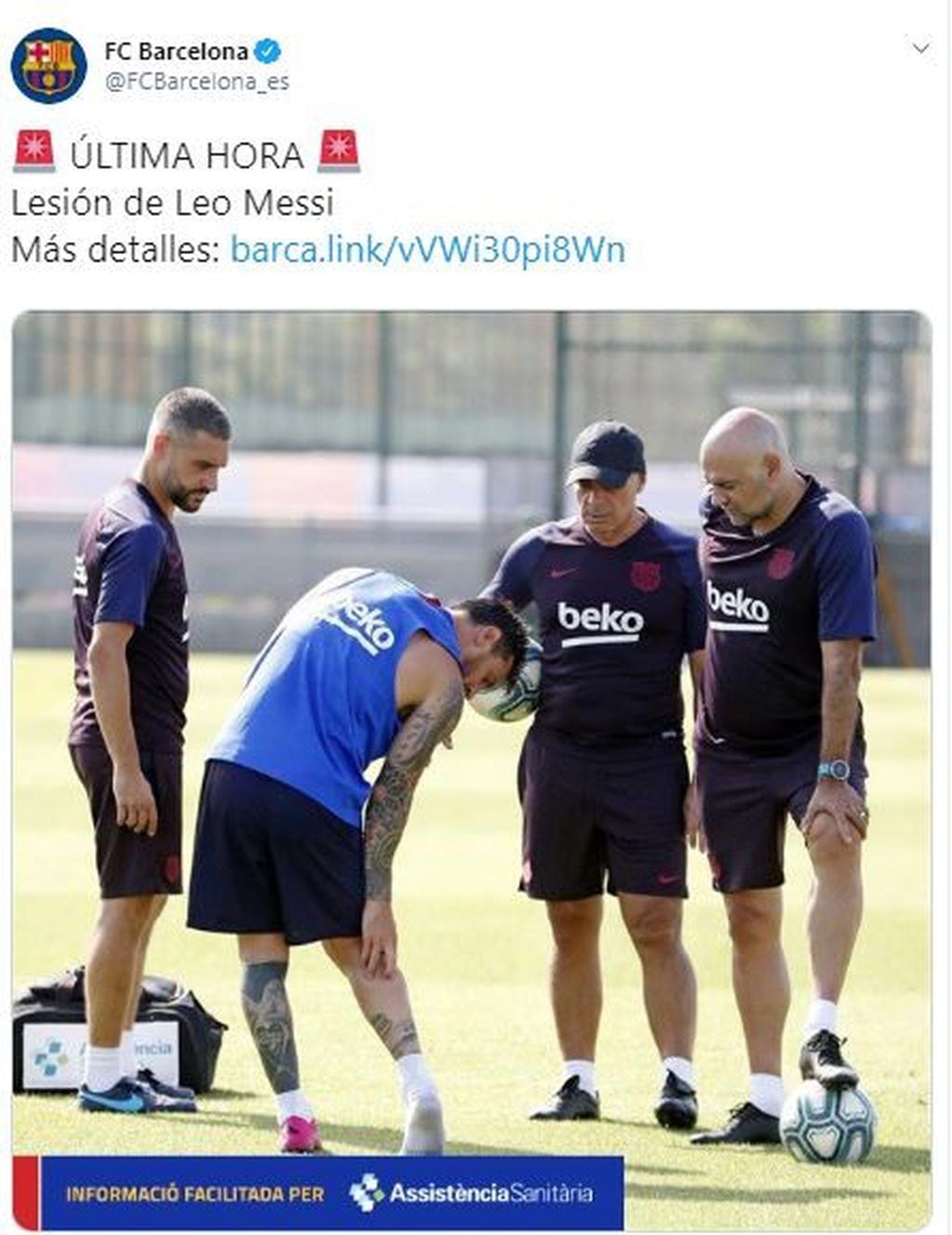 Se lesionó Lionel Messi (Foto: Barcelona FC)