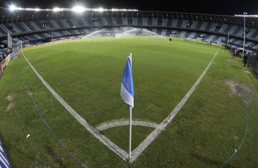 (FILES) In this file picture taken on March 12, 2020 Argentina's Racing Club stadium, Cilindro de Avellaneda, is seen without supporters due to the Argentinian Government provision to ban mass events to prevent the spread of the new coronavirus COVID-19, before the Copa Libertadores football match against Peru's Alianza Lima, in Avellaneda, Argentina. - The Argentine Football Association (AFA) will put an end to the 2019-20 season which has been interrupted since mid-March due to the COVID-19 coronavirus pandemic, its president Claudio Tapia said on April 27, 2020. Argentina has been in lockdown since March 20, with the quarantine restrictions in place until at least May 10. (Photo by Juan MABROMATA / AFP)