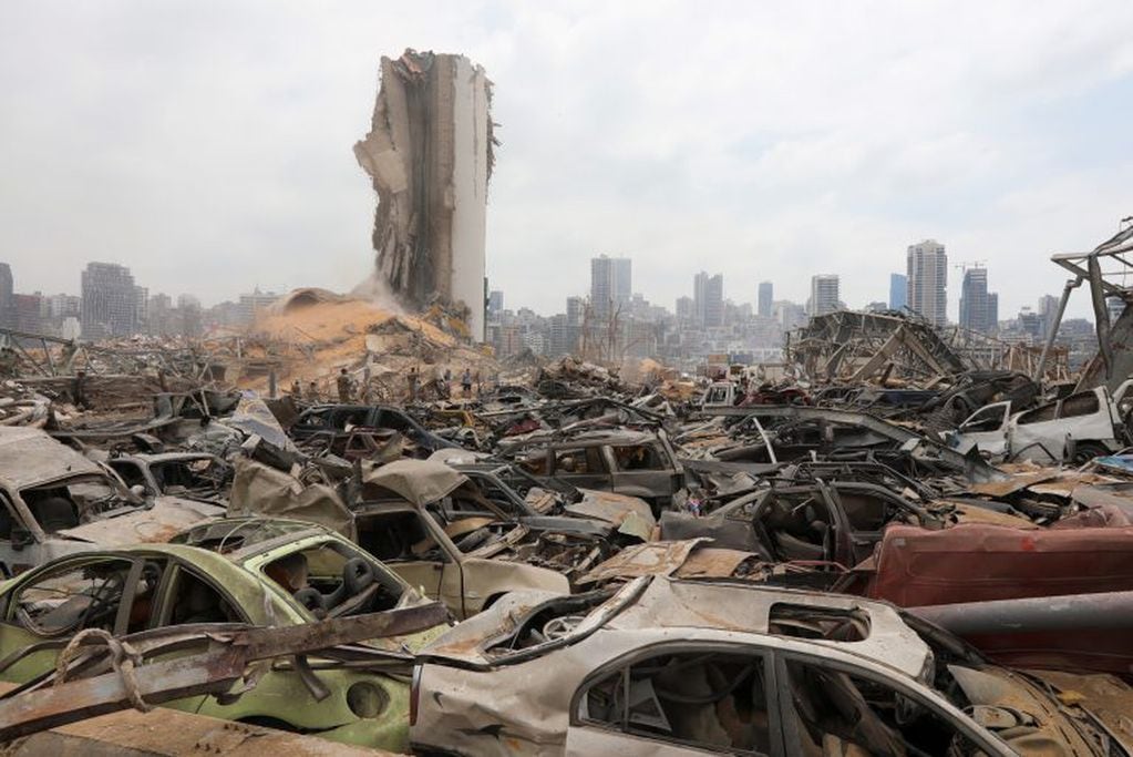 Damaged cars are seen at the site of Tuesday's blast, at Beirut's port area, Lebanon, August 7, 2020. REUTERS/Mohamed Azakir