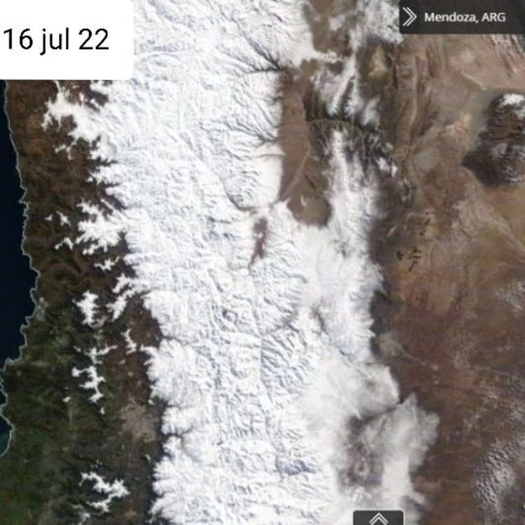 Cordillera de Los Andes, misma imagen pero en 2022.
