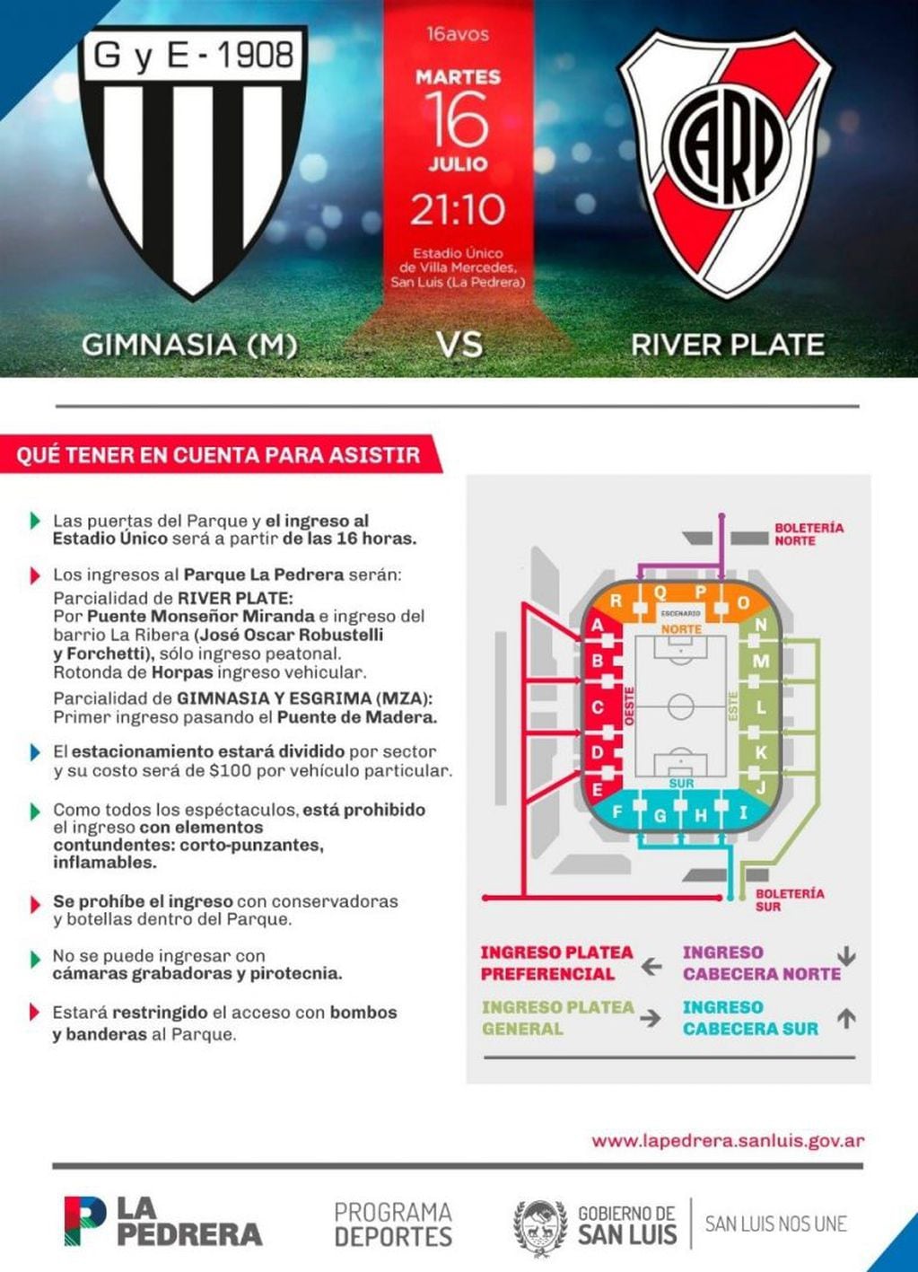 Recomendaciones para tener en cuenta en el partido de River vs. Gimnasia de Mendoza.