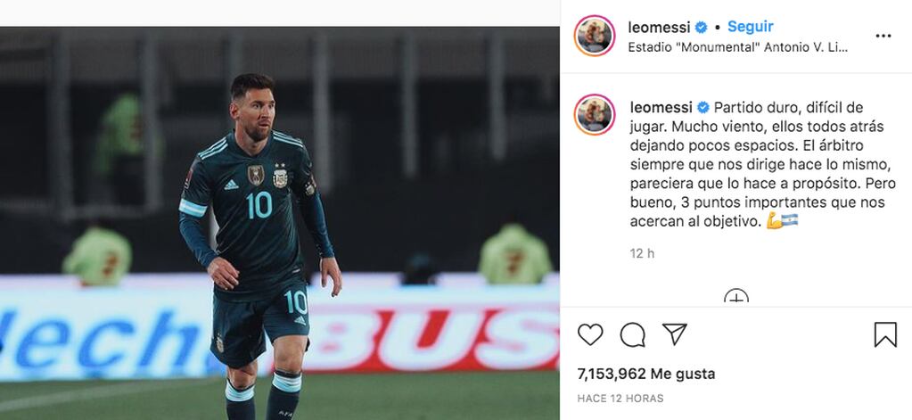 El mensaje de Lionel Messi tras el triunfo ante Perú y la bronca con Wilton Sampaio.