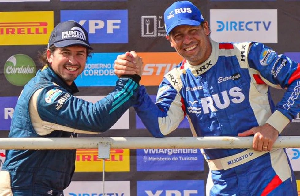 Marcos Ligato (a la derecha) define el título de la primera división del Rally Argentino este fin de semana en Carlos Paz frente a su compañero del Tanto Rally Team, el puntano Miguel Baldoni.