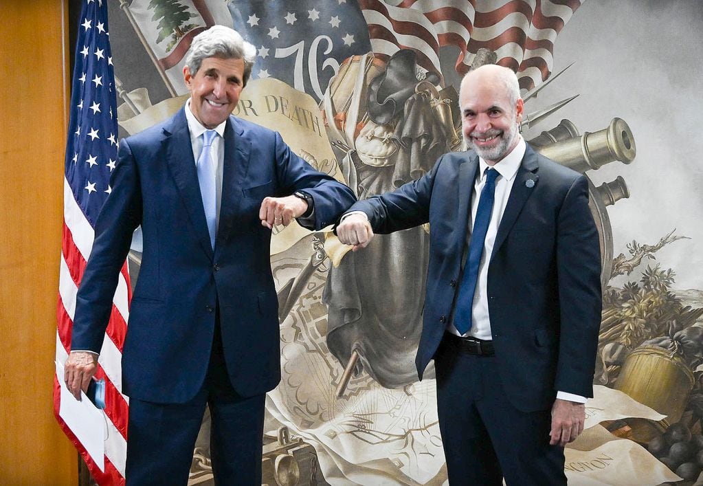 Larreta en un encuentro con John Kerry en Washington