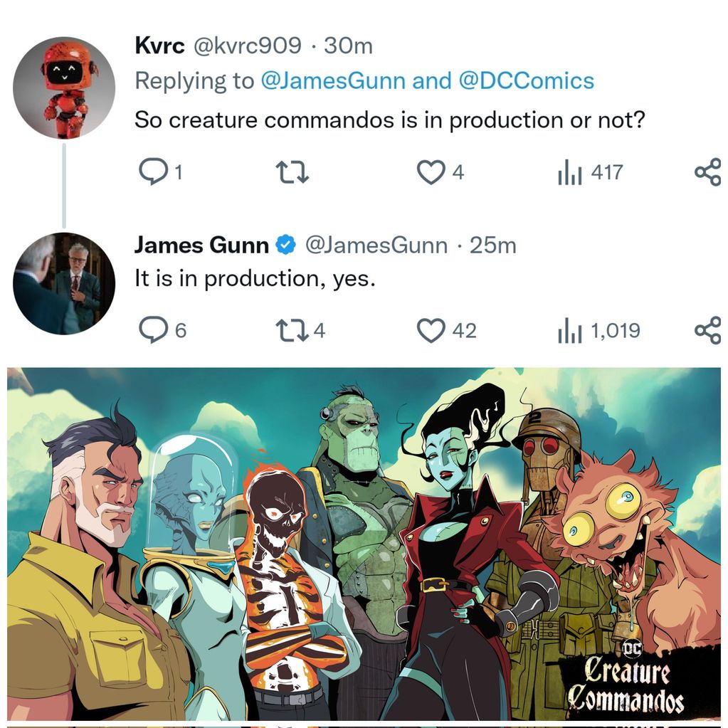 James Gunn confirmo que está en producción la serie animada Creature Commados