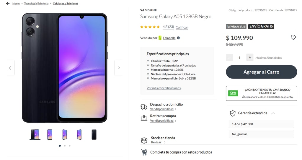 Esto cuesta un celular Samsung más económico en Chile.