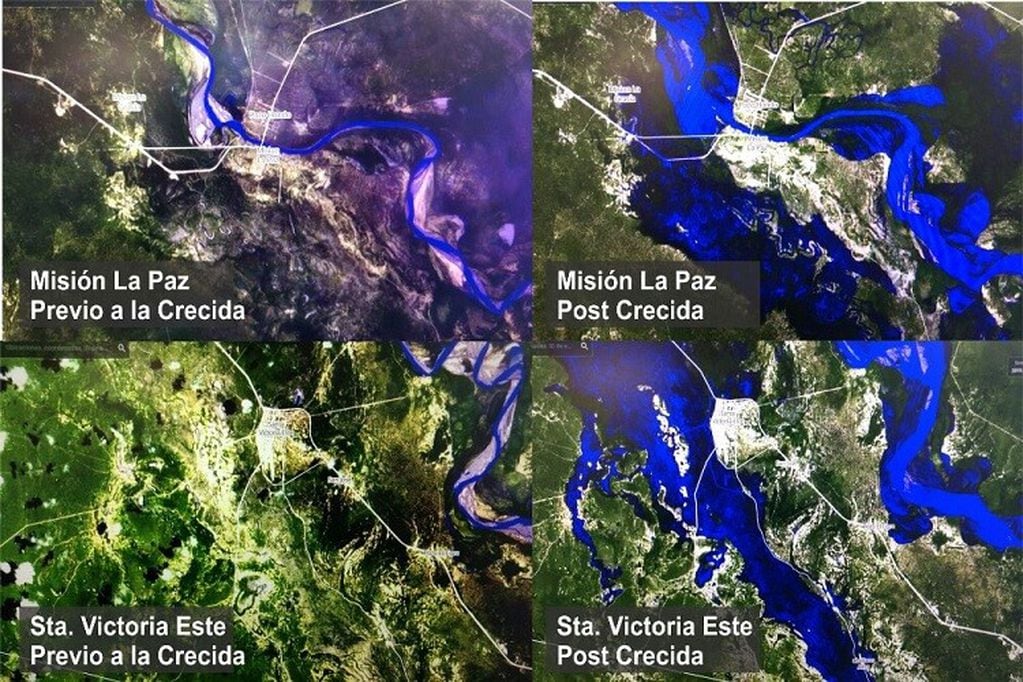 Imagen área de las comunidades afectadas por la crecida del río Pilcomayo (Web)