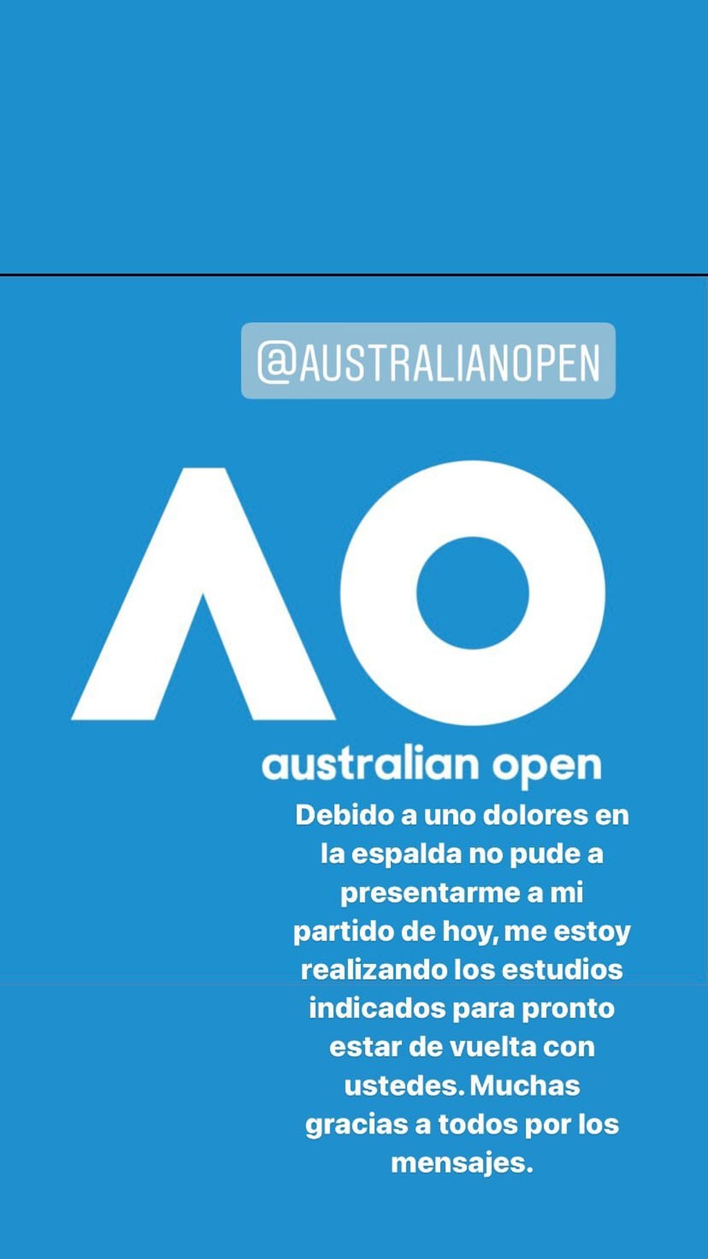 El mensaje de Delbonis tras abandonar el Australian Open