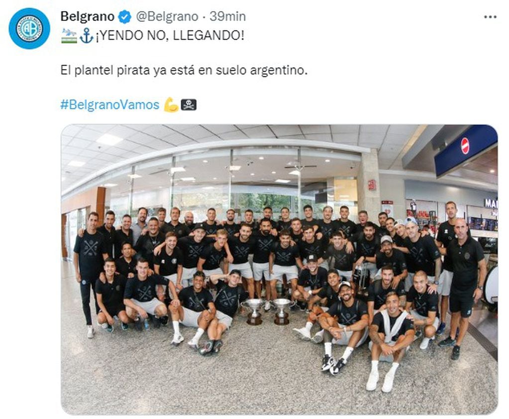 El plantel de Belgrano aterriza este jueves en Córdoba.