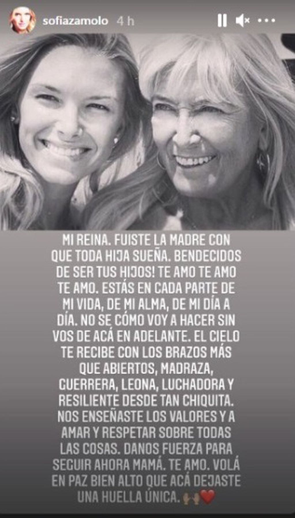 "Bendecidos de ser tus hijos", escribió Sofía Zámolo en su cuenta de Instagram.