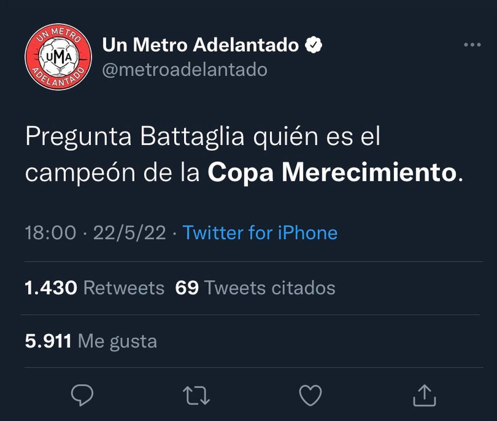 Algunos como @metroadelantado se preguntó por la "Copa Merecimiento".