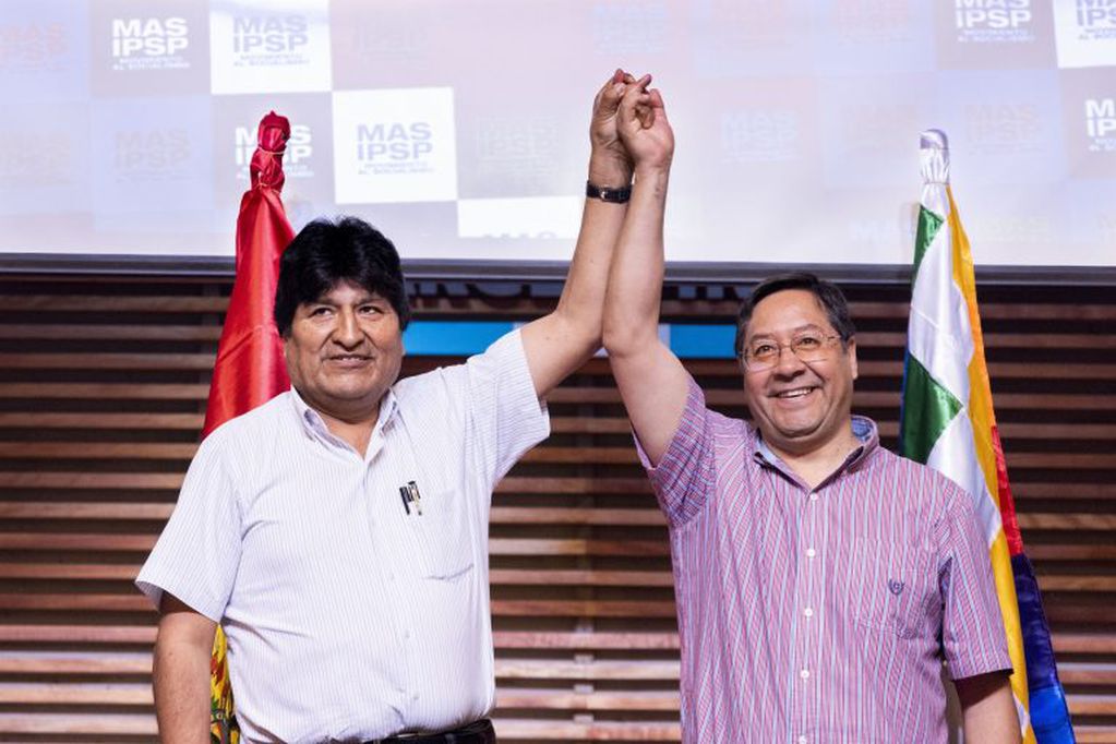 Evo Morales y Luis Arce (Foto: Julieta Ferrario/ZUMA)