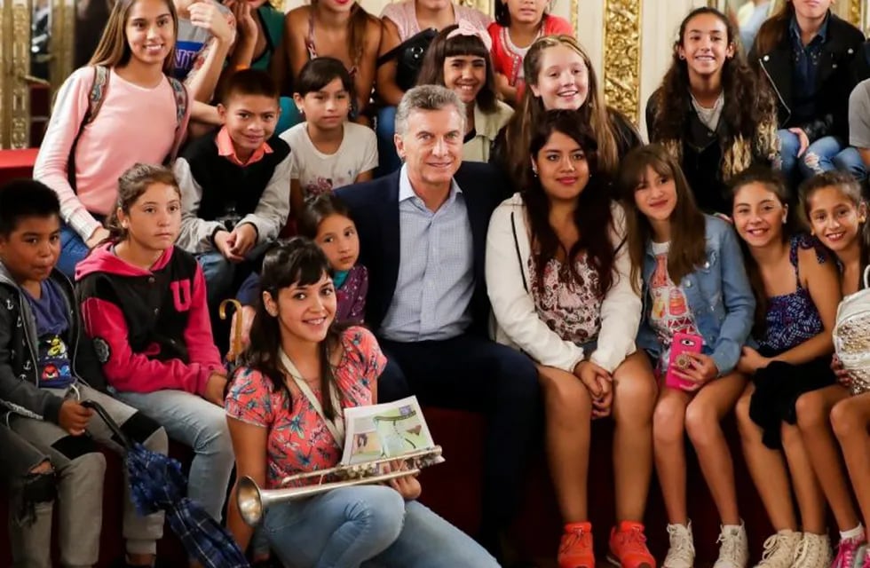 Macri recibió en Casa Rosada a un grupo de chicos de un merendero de Florencio Varela (Presidencia de la Nación)