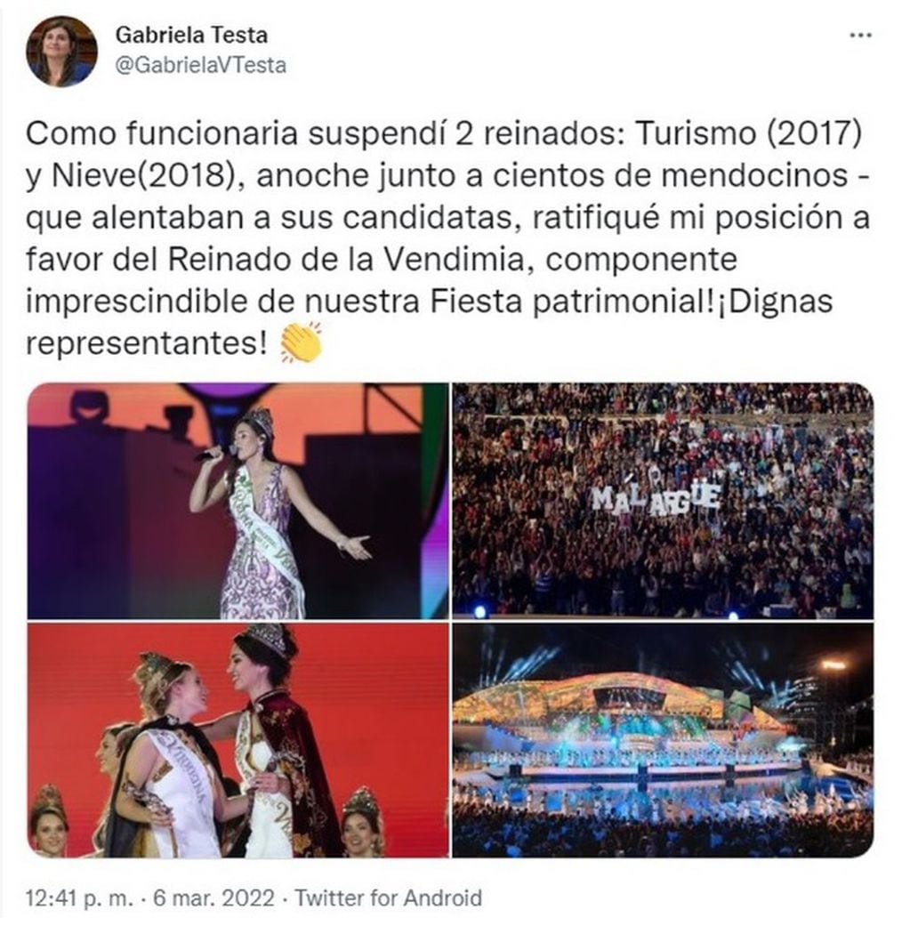 El tweet de Gabriela Testa
