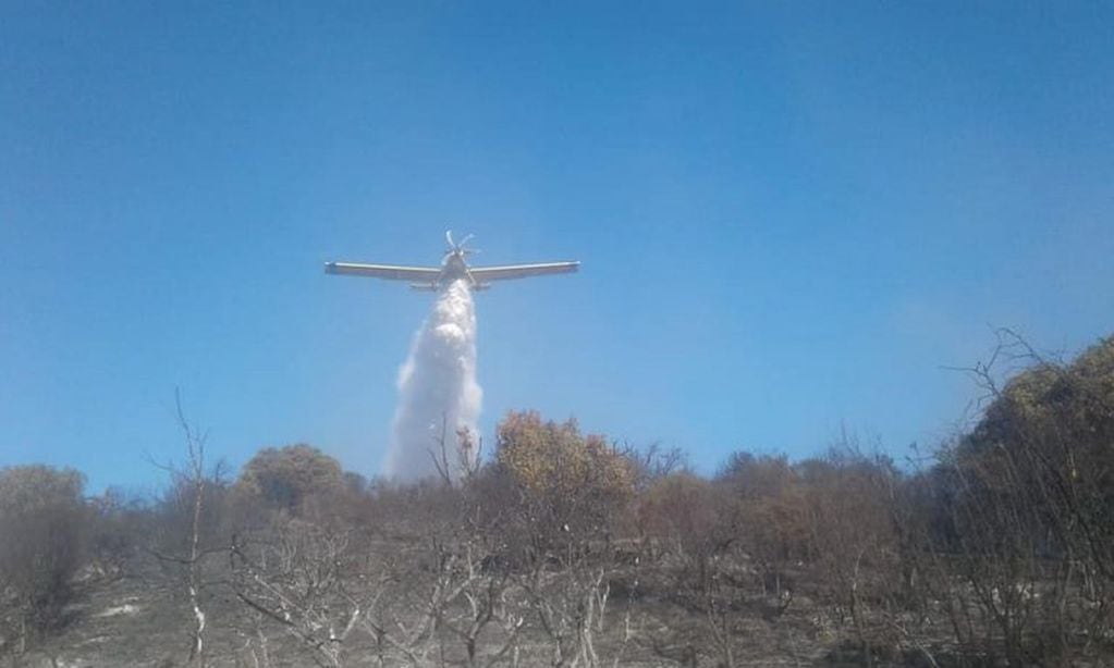 Trabajaron dos aviones hidrantes. (Foto: Bomberos Voluntarios La Cumbre).