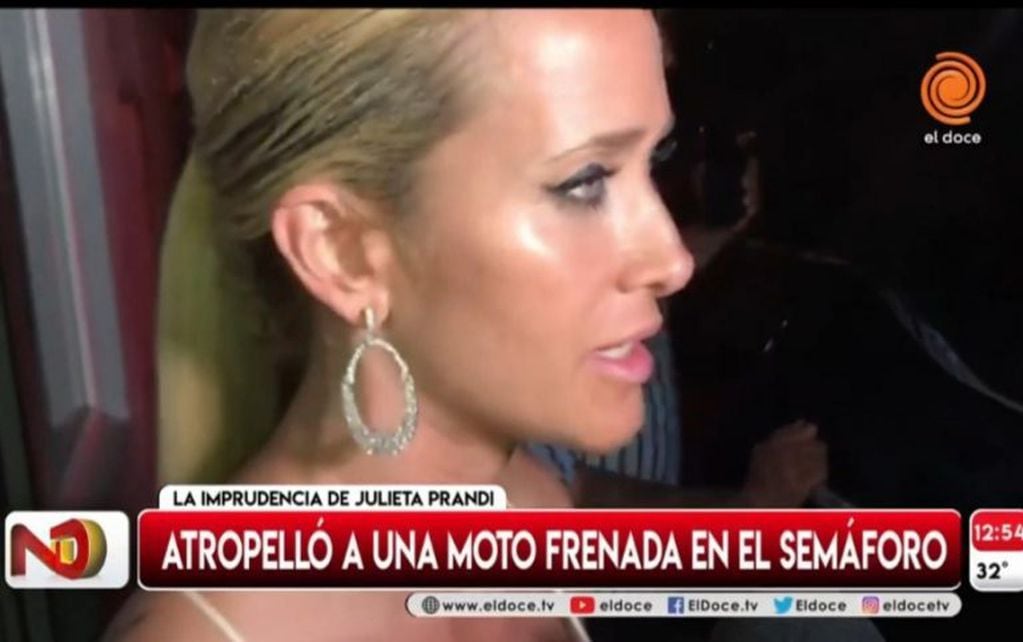 Julieta Prandi en diálogo con la prensa tras el accidente en la madrugada de este martes.