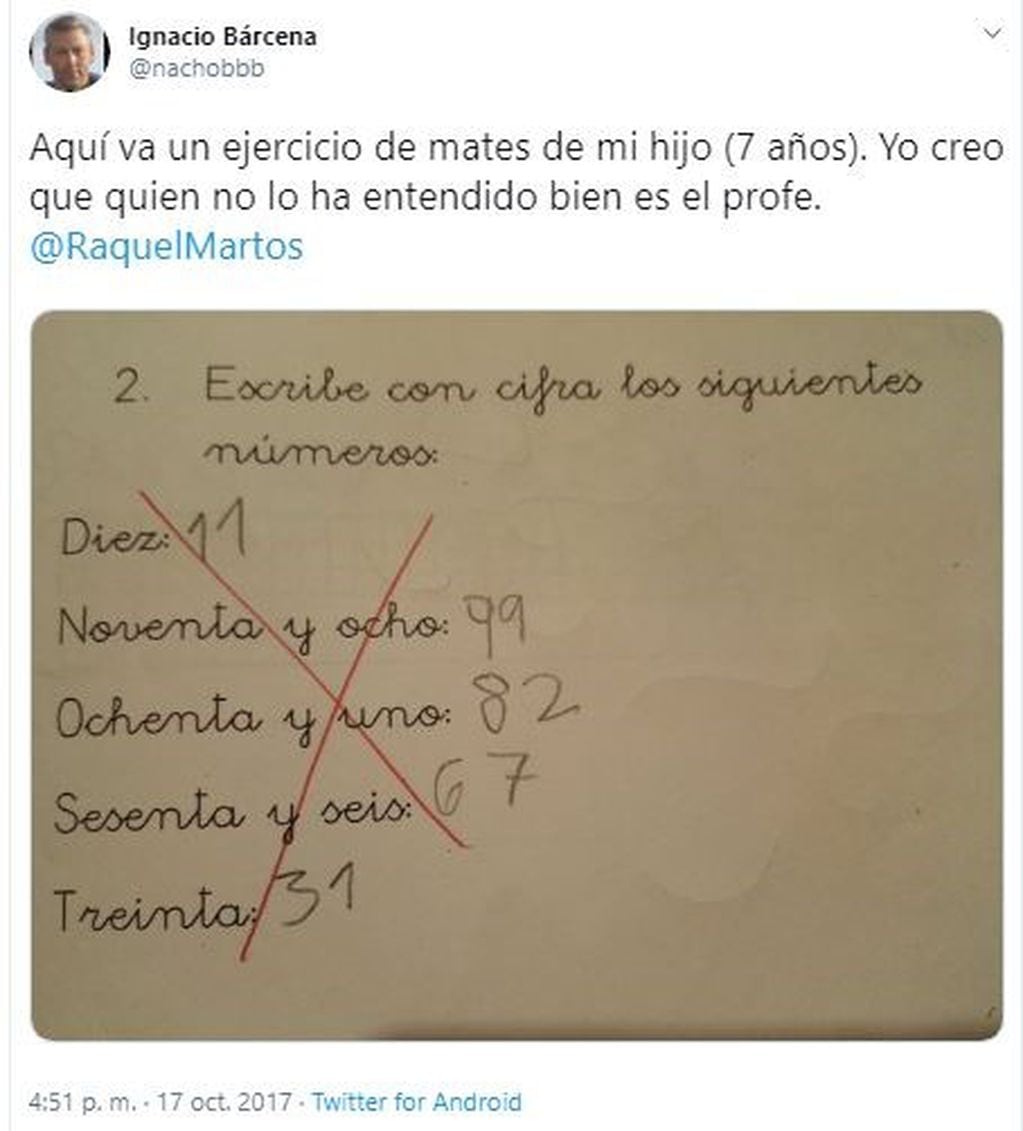 Un padre compartió el confuso ejercicio de matemáticas que le dieron a su hijo de 7 años (Foto: Captura Twitter)