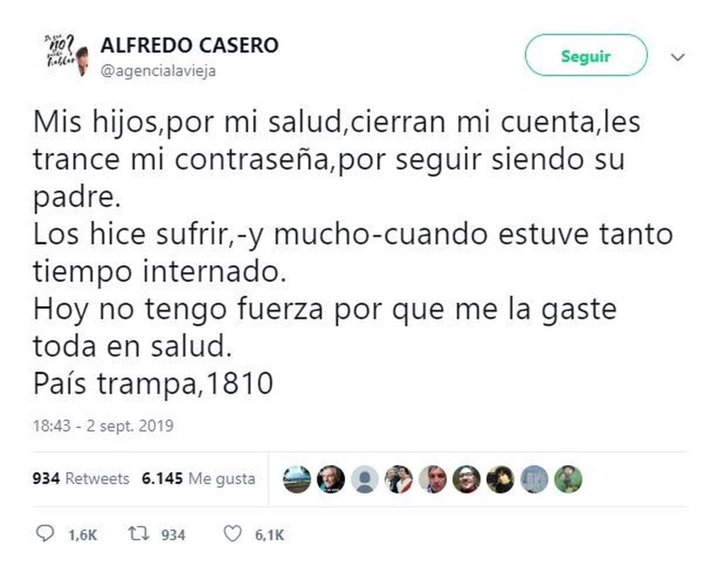 Alfredo Casero cerrará su cuenta de Twitter.