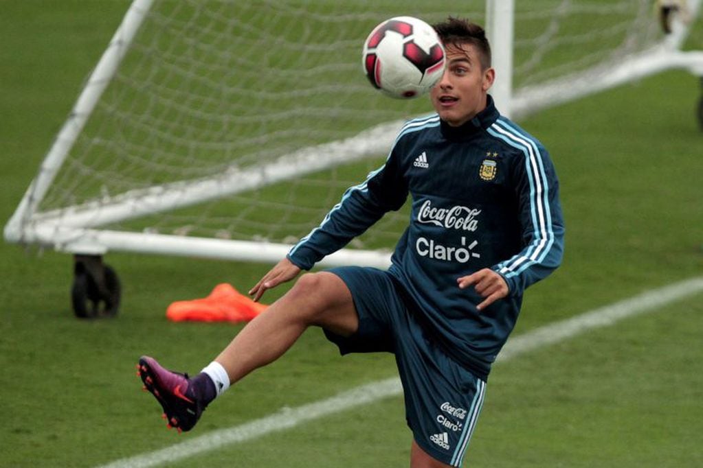 Football Soccer - Argentina's national soccer team training - World Cup 2018 Qualifiers, Lima, Peru, 04/10/16. Argentina's national team player Paulo Dybala take part in a training session ahead of their match against Peru. REUTERS/Guadalupe Pardo