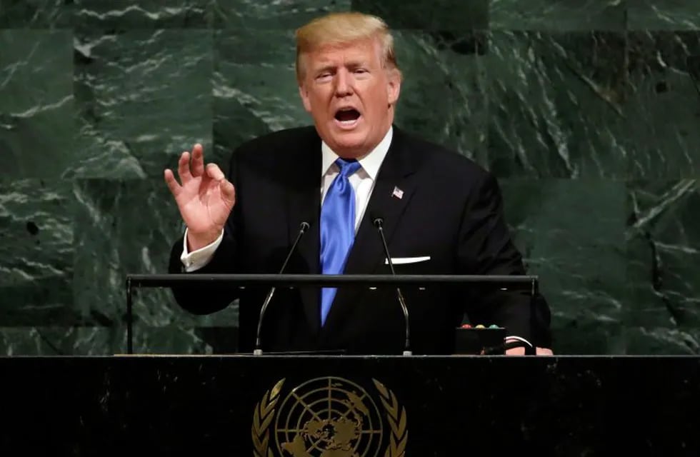 U.S. President Donald Trump addresses the 72nd session of the United Nations General Assembly, at U.N. headquarters, Tuesday, Sept. 19, 2017. (AP Photo/Richard Drew)