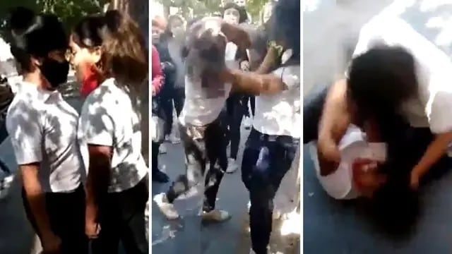 Violenta pelea entre dos estudiantes mendocinas.