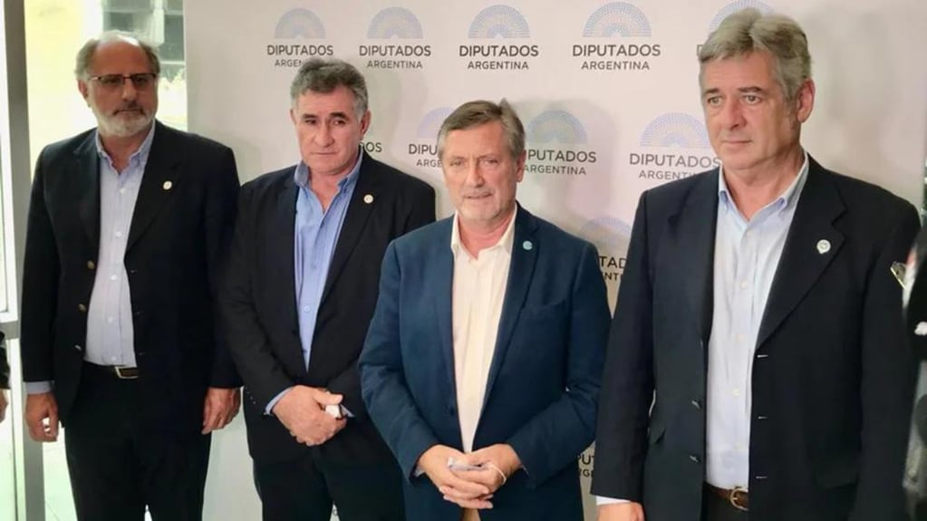 Jorge Chemes, presidente de CRA; Nicolás Pino, presidente de SRA; Carlos Achetoni, presidente de FAA; Elbio Laucirica, presidente de Coninagro. Foto: Web