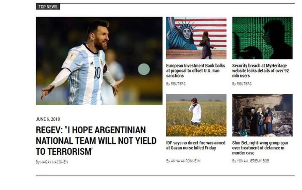 La disconformidad de Israel por la suspensión del amistoso ante Argentina, reflejada en los principales diarios.
