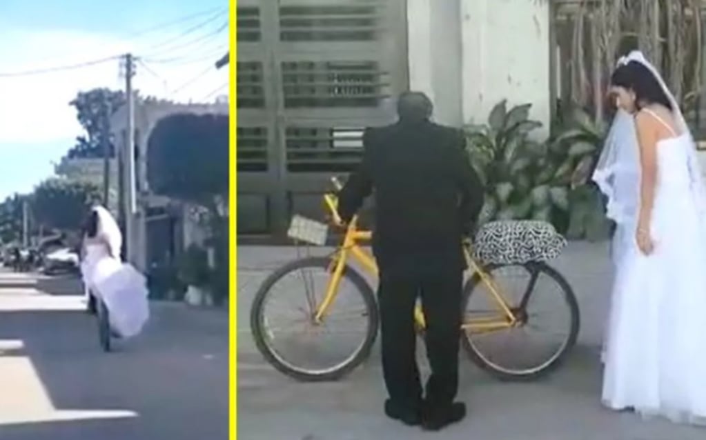 Se hizo viral por llegar a la iglesia en bicicleta.
