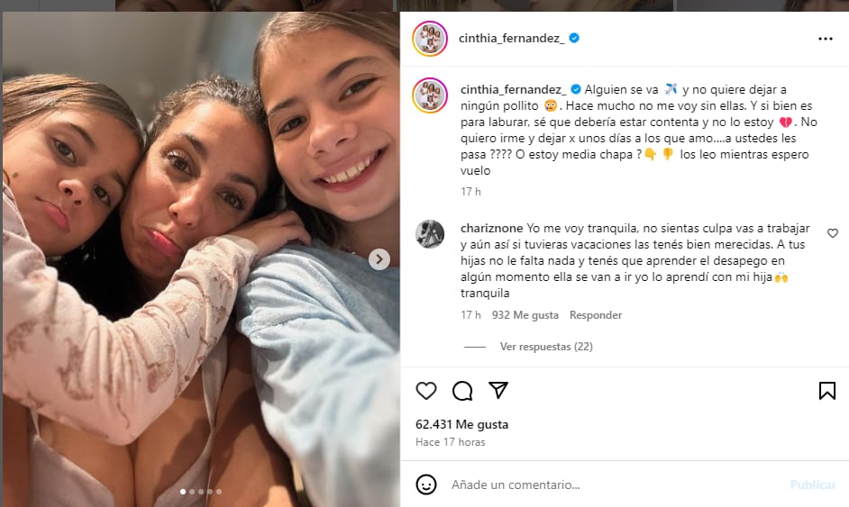 La angustia de Cinthia Fernández por separarse de sus hijas