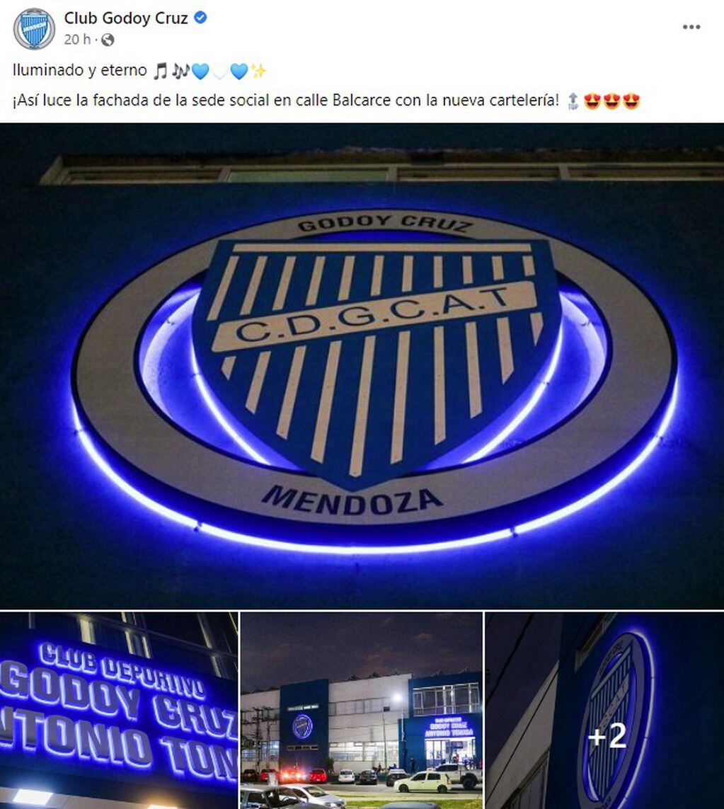 Nueva iluminación en la sede del club Godoy Cruz.