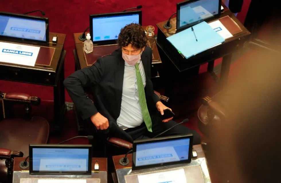 Martín Lousteau con una corbata verde condujo parte de la sesión, reemplazando a la presidenta de la cámara Cristina Fernández. (Federico López Claro)