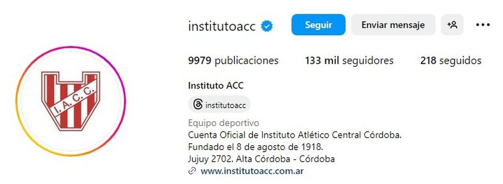 Instituto en Instagram.